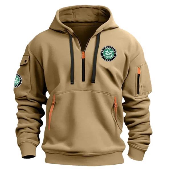 Ural Motorcycles Exclusive Logo Hoodie Half Zipper Motorcycles Fans Loves QTMT191224A1URA - Khaki