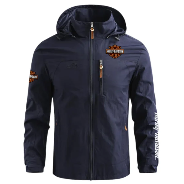 Harley-Davidson Exclusive Logo Waterproof Outdoor Jacket Motorcycles QTMT191224A2HD - Blue