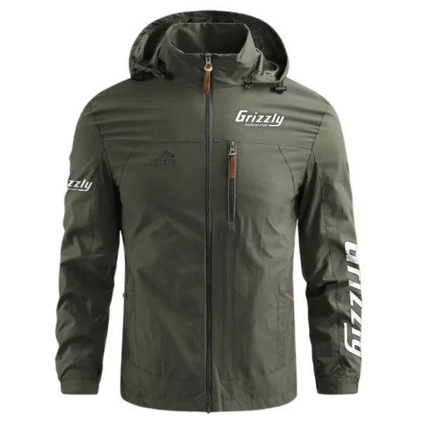 Grizzly Industrial Carpenter Exclusive Logo Waterproof Outdoor Jacket BLC110A3WOJ - ArmyGreen