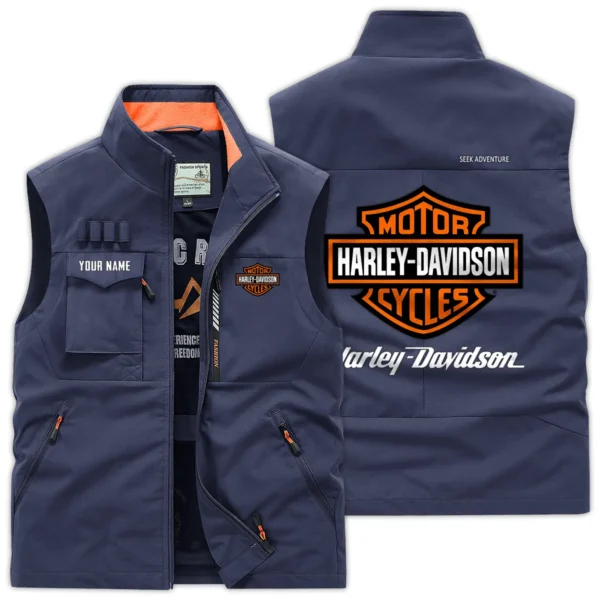 Harley-Davidson Exclusive Logo Outdoor Vest Motorcycles QTMTS261224A01HD - DarkBlue