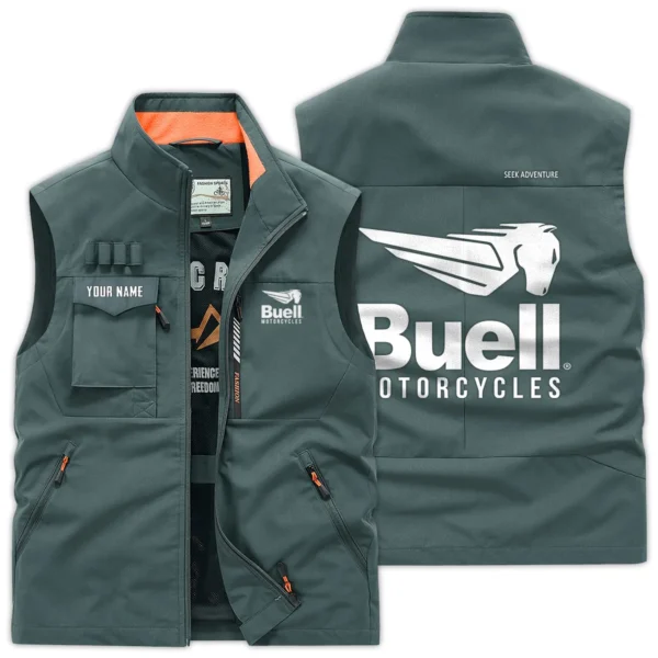 Buell Motorcycles Exclusive Logo Outdoor Vest Motorcycles QTMTS261224A01BUE - Bean Green