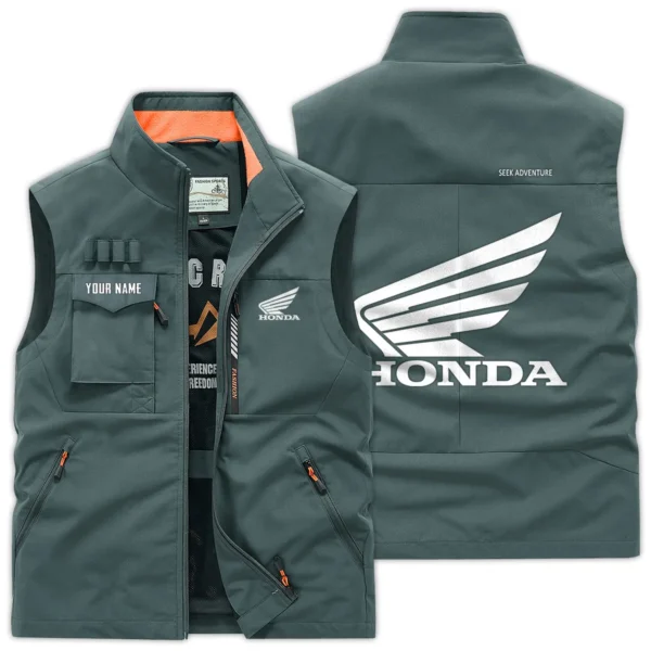 Honda Motorcycles Exclusive Logo Outdoor Vest Motorcycles QTMTS261224A01HON - Bean Green