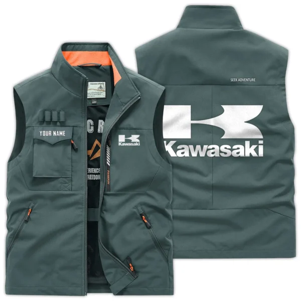 Kawasaki Exclusive Logo Outdoor Vest Motorcycles QTMTS261224A01KAW - Bean Green