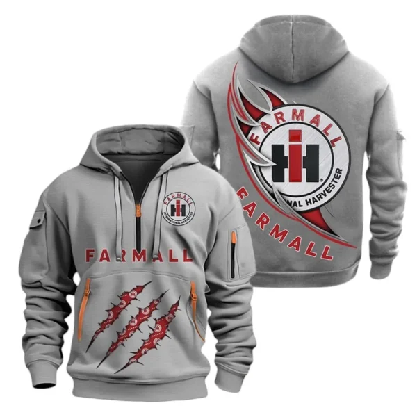 Hoodie Half Zipper Farmall  Farmer Love Exclusive Logo QTFRHDZ091124A01GR