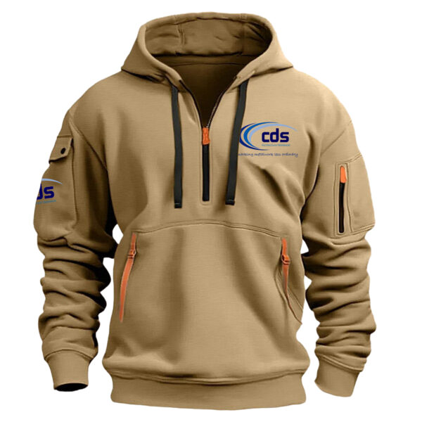 Custom Exclusive Logo Fashion Hoodie Half Zipper BLC110A37HHZCUS - Khaki