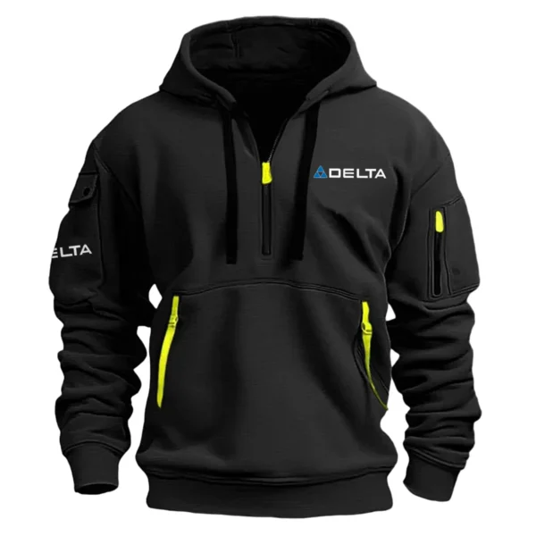 Delta Power Equipment Exclusive Logo Hoodie Half Zipper Carpenter Fans Loves QTCAP020125A02DPE - Black