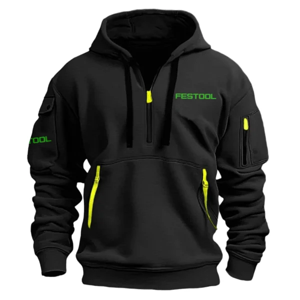 Festool Exclusive Logo Hoodie Half Zipper Carpenter Fans Loves QTCAP020125A02FES - Black