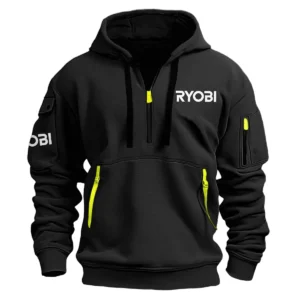 Ryobi Exclusive Logo Hoodie Half Zipper Carpenter Fans Loves QTCAP020125A02RY - Black