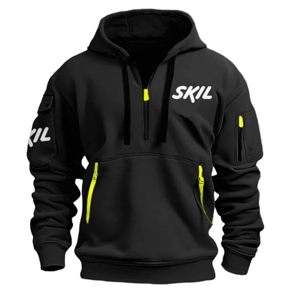 Skil Exclusive Logo Hoodie Half Zipper Carpenter Fans Loves QTCAP020125A02SK - Black