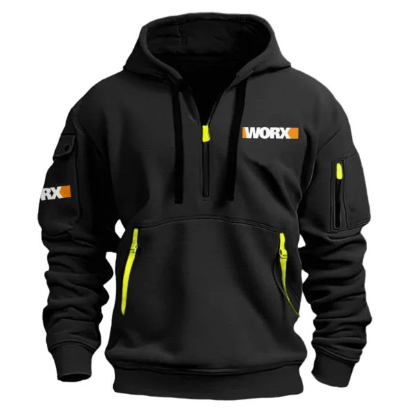 Worx Exclusive Logo Hoodie Half Zipper Carpenter Fans Loves QTCAP020125A02WOR - Black