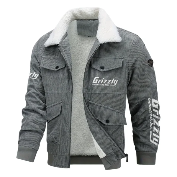 Grizzly Industrial Exclusive LogoThickened Corduroy Jacket Carpenter QTCAP020125A01GI - Gray