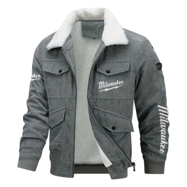 Milwaukee Exclusive LogoThickened Corduroy Jacket Carpenter QTCAP020125A01MIL - Gray