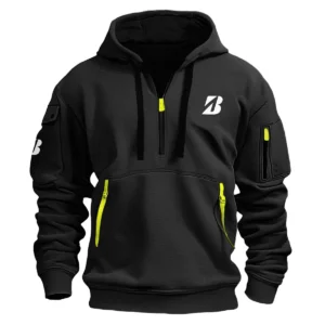 Bridgestone Golf Brand Exclusive Logo Fashion Hoodie Half Zipper HOBRA121124A01BRHHZ - Black