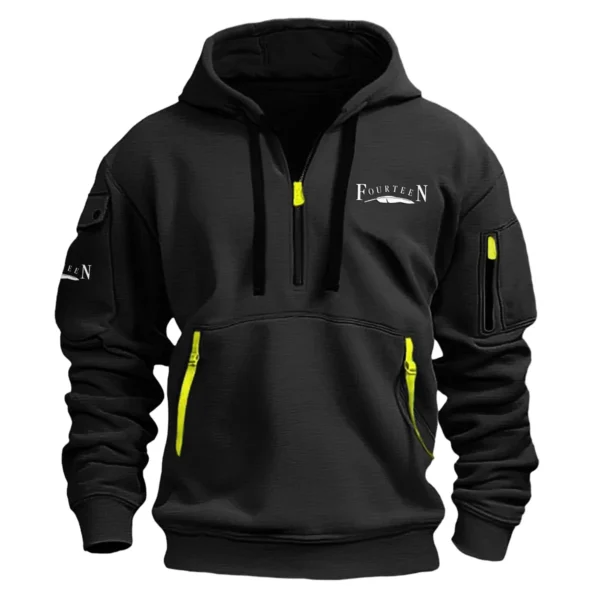 Fourteen Golf Brand Exclusive Logo Fashion Hoodie Half Zipper HOBRA121124A01FGHHZ - Black