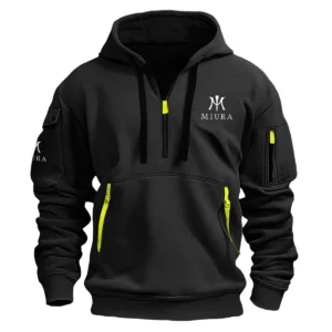 Miura Golf Brand Exclusive Logo Fashion Hoodie Half Zipper HOBRA121124A01MGHHZ - Black