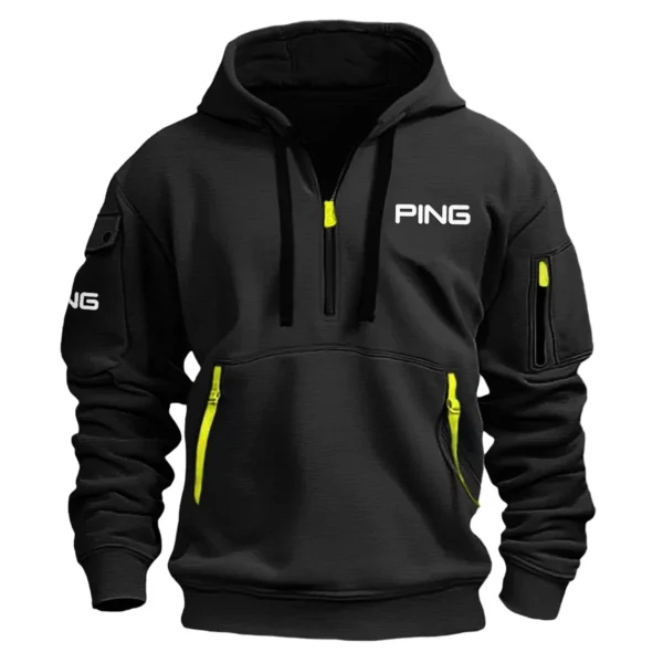 Ping Brand Exclusive Logo Fashion Hoodie Half Zipper HOBRA121124A01PIHHZ - Black