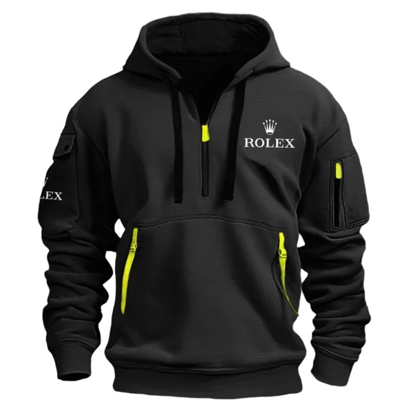 Rolex Brand Exclusive Logo Fashion Hoodie Half Zipper HOBRA121124A01ROXHHZ - Black