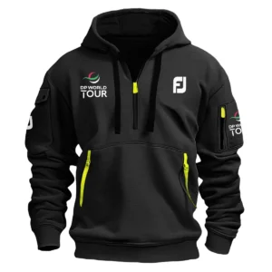 Special Release FootJoy DP World Tour Exclusive Logo Fashion Hoodie Half Zipper HODP141124A01FJHHZ - Black