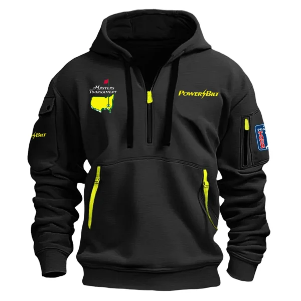 Special Release PowerBilt Masters Tournament Exclusive Logo Fashion Hoodie Half Zipper HOMT041124A1PBHHZ - Black