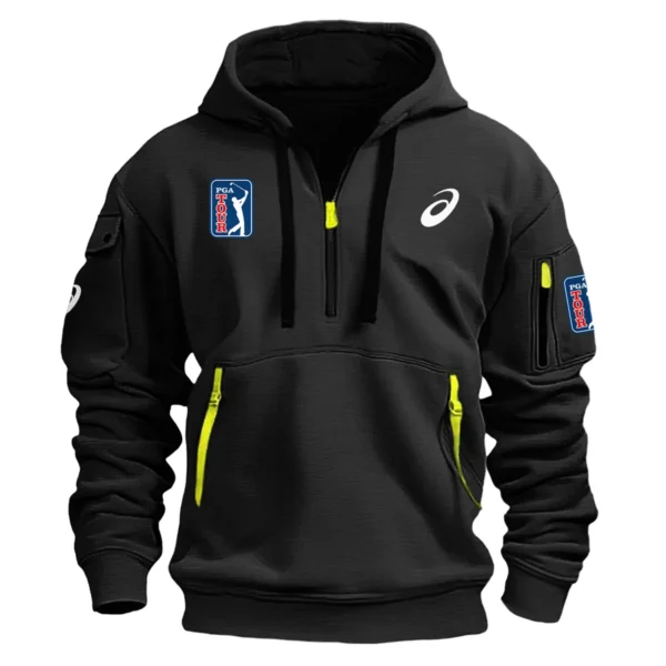 Special Release Asics PGA Tour Champions Exclusive Logo Fashion Hoodie Half Zipper HOPGA041124A1ASHHZ - Black