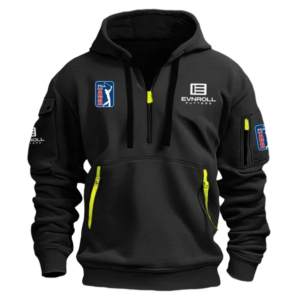 Special Release Evnroll Putters PGA Tour Champions Exclusive Logo Fashion Hoodie Half Zipper HOPGA041124A1EPHHZ - Black