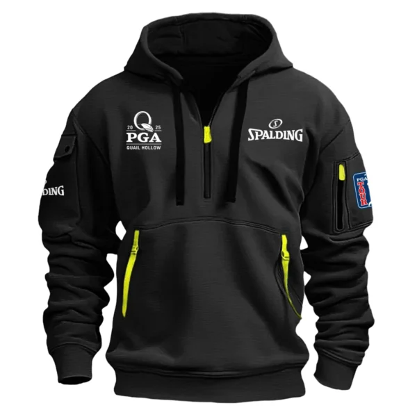 Special Release Spalding 2025 PGA Championship Exclusive Logo Fashion Hoodie Half Zipper HOPGC041124A1SPAHHZ - Black