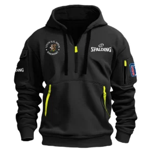 Special Release Spalding 125th U.S. Open Exclusive Logo Fashion Hoodie Half Zipper HOUSG041124A1SPAHHZ - Black