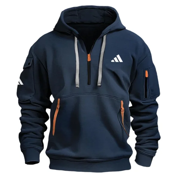 Adidas Brand Exclusive Logo Fashion Hoodie Half Zipper HOBRA121124A01ADHHZ - Navy