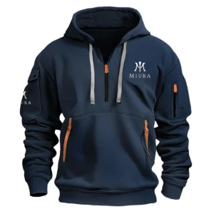 Miura Golf Brand Exclusive Logo Fashion Hoodie Half Zipper HOBRA121124A01MGHHZ - Navy