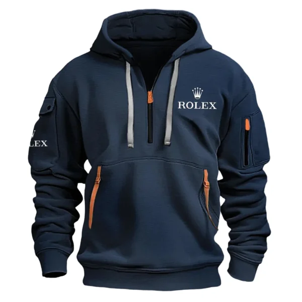 Rolex Brand Exclusive Logo Fashion Hoodie Half Zipper HOBRA121124A01ROXHHZ - Navy