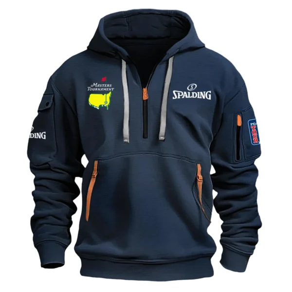 Special Release Spalding Masters Tournament Exclusive Logo Fashion Hoodie Half Zipper HOMT041124A1SPAHHZ - Navy