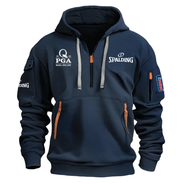 Special Release Spalding 2025 PGA Championship Exclusive Logo Fashion Hoodie Half Zipper HOPGC041124A1SPAHHZ - Navy