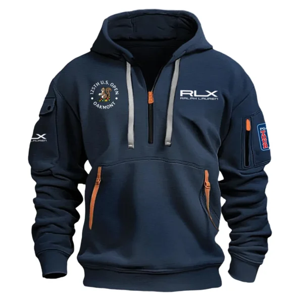 Special Release Ralph Lauren RLX 125th U.S. Open Exclusive Logo Fashion Hoodie Half Zipper HOUSG041124A1RLXHHZ - Navy