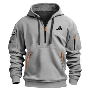 Adidas Brand Exclusive Logo Fashion Hoodie Half Zipper HOBRA121124A01ADHHZ - Gray