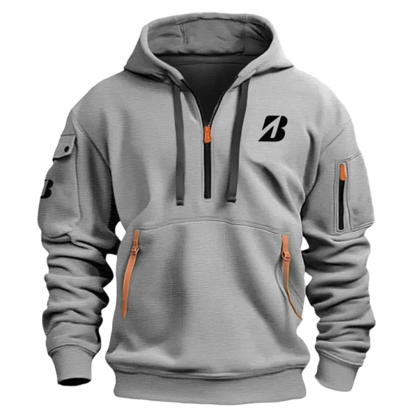 Bridgestone Golf Brand Exclusive Logo Fashion Hoodie Half Zipper HOBRA121124A01BRHHZ - Gray