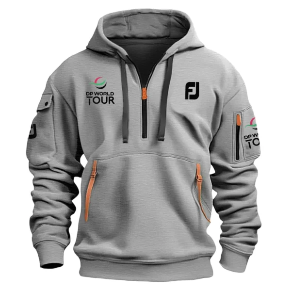 Special Release FootJoy DP World Tour Exclusive Logo Fashion Hoodie Half Zipper HODP141124A01FJHHZ - Gray