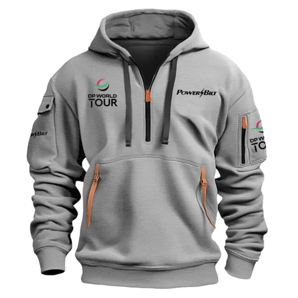 Special Release PowerBilt DP World Tour Exclusive Logo Fashion Hoodie Half Zipper HODP141124A01PBHHZ - Gray