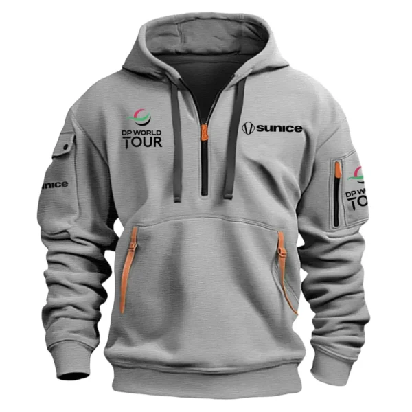 Special Release Sunice Golf DP World Tour Exclusive Logo Fashion Hoodie Half Zipper HODP141124A01SUNHHZ - Gray