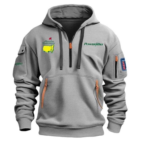 Special Release PowerBilt Masters Tournament Exclusive Logo Fashion Hoodie Half Zipper HOMT041124A1PBHHZ - Gray