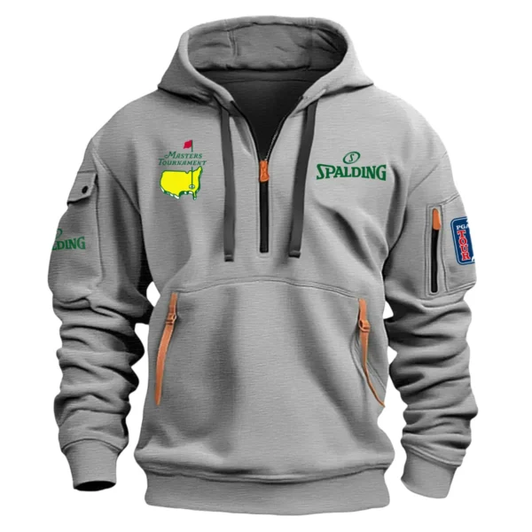 Special Release Spalding Masters Tournament Exclusive Logo Fashion Hoodie Half Zipper HOMT041124A1SPAHHZ - Gray