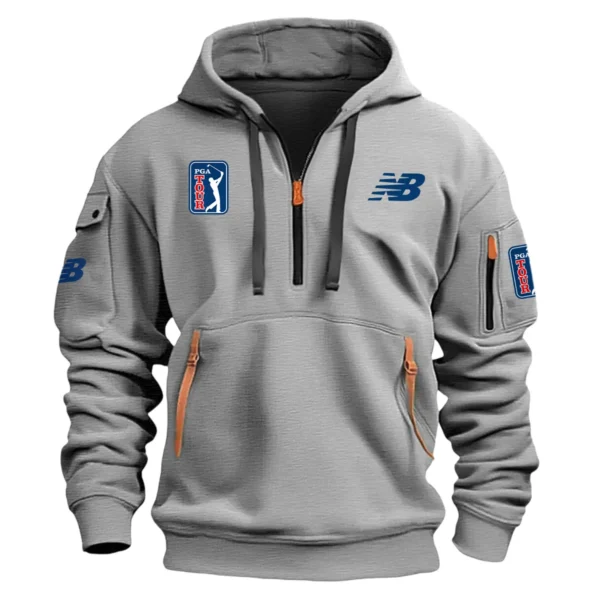 Special Release New Balance PGA Tour Champions Exclusive Logo Fashion Hoodie Half Zipper HOPGA041124A1NBHHZ - Gray