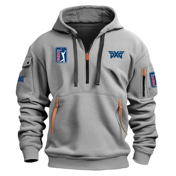 Special Release PXG Golf PGA Tour Champions Exclusive Logo Fashion Hoodie Half Zipper HOPGA041124A1PXGHHZ - Gray