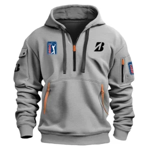 Bridgestone Golf PGA Tour Champions Exclusive Logo Fashion Hoodie Half Zipper HOPGA261124A01BRHHZ - Gray