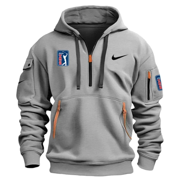 Nike PGA Tour Champions Exclusive Logo Fashion Hoodie Half Zipper HOPGA261124A01NKHHZ - Gray