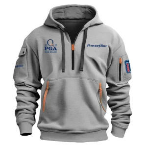 Special Release PowerBilt 2025 PGA Championship Exclusive Logo Fashion Hoodie Half Zipper HOPGC041124A1PBHHZ - Gray