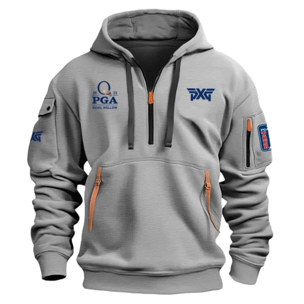 Special Release PXG Golf 2025 PGA Championship Exclusive Logo Fashion Hoodie Half Zipper HOPGC041124A1PXGHHZ - Gray