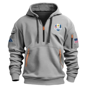 Adidas Ryder Cup Exclusive Logo Fashion Hoodie Half Zipper HORC171224A01ADHHZ - Gray