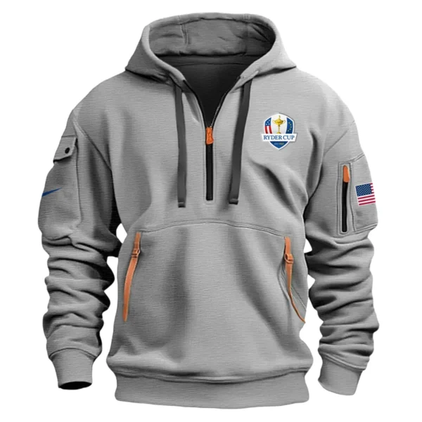 Nike Ryder Cup Exclusive Logo Fashion Hoodie Half Zipper HORC171224A01NKHHZ - Gray