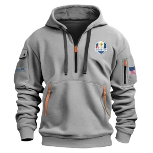 Ralph Lauren RLX Ryder Cup Exclusive Logo Fashion Hoodie Half Zipper HORC171224A01RLXHHZ - Gray