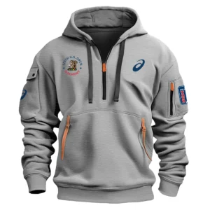 Special Release Asics 125th U.S. Open Exclusive Logo Fashion Hoodie Half Zipper HOUSG041124A1ASHHZ - Gray